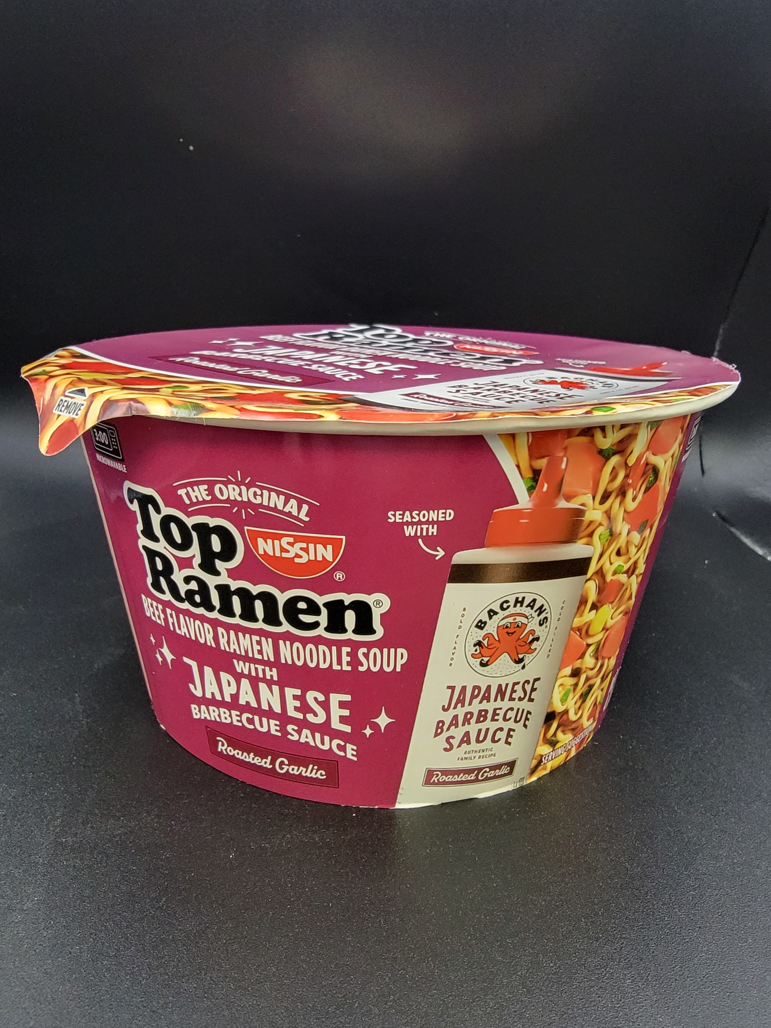 Nissin Top Ramen Beef Flavor with Bachan's Roasted Garlic Barbecue Sauce Review | Noodle Journey